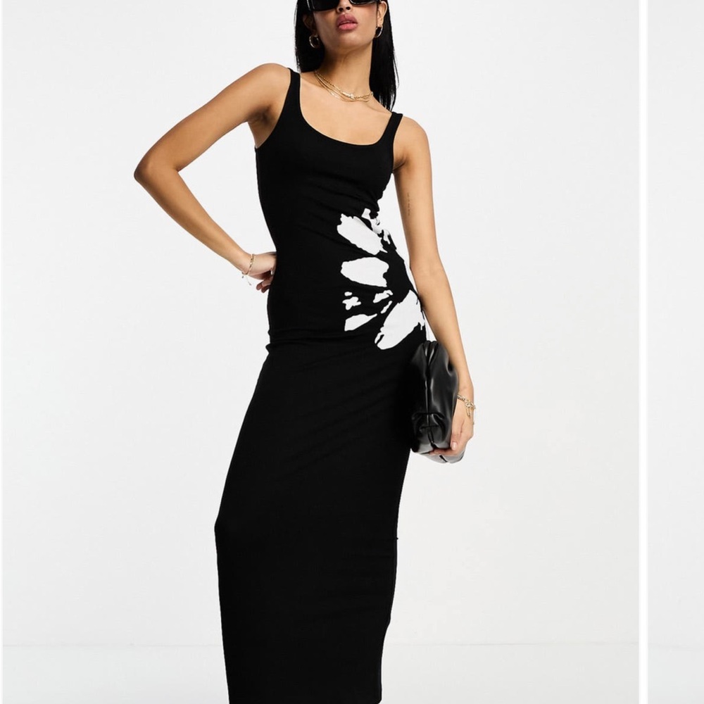 Topshop Black and White Floral Maxi Dress